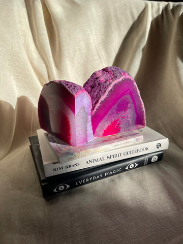 PINK AGATE GEODE BOOK ENDS