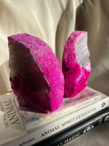 PINK AGATE GEODE BOOK ENDS